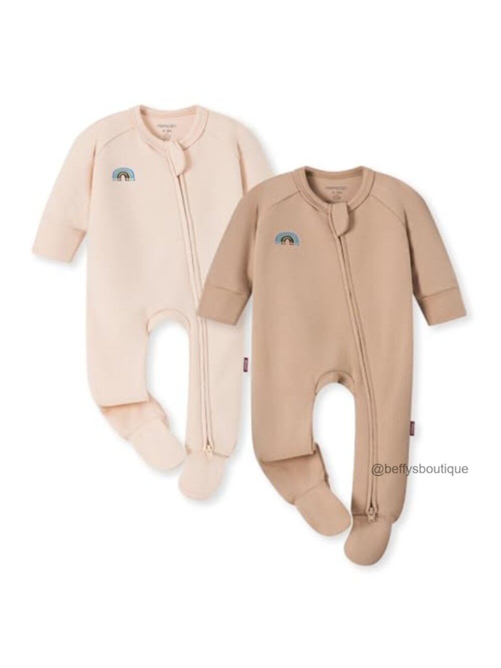 Footed Sleepers with Temp-Sensing Label Cotton Viscose Bamboo Double Zipper